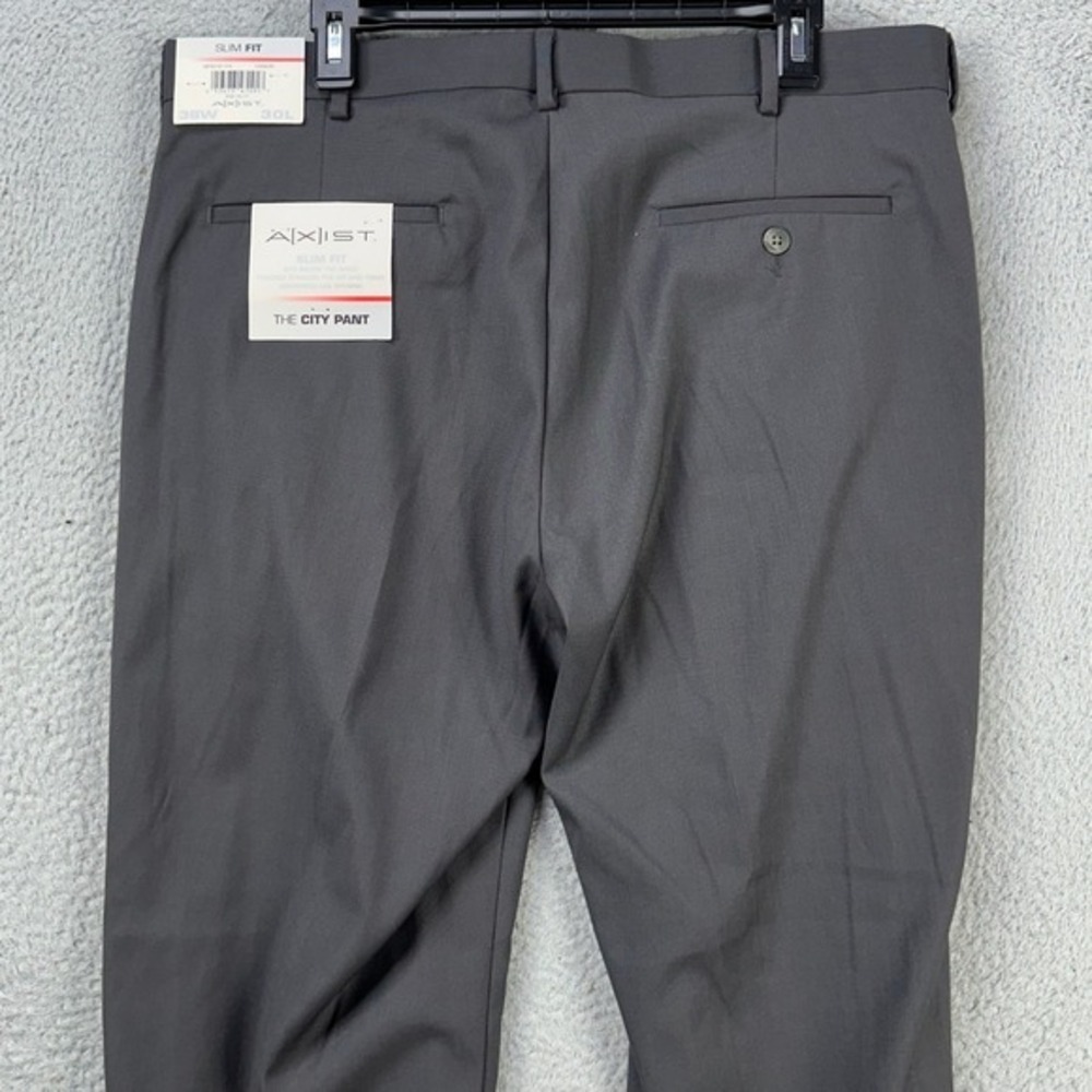 Axist Mens The City Dress Pants 36X30 Gray Flat Front Straight Leg Stretch NEW